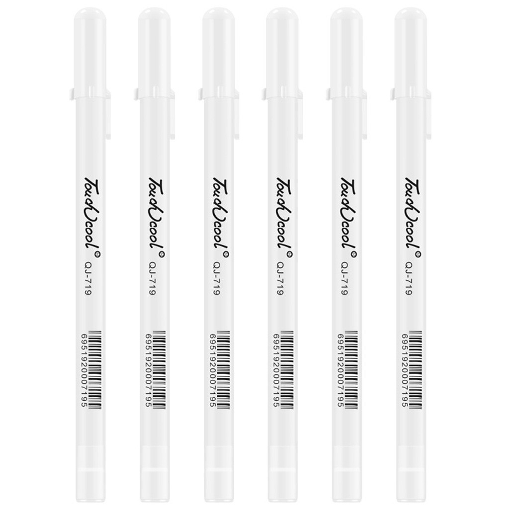SDJMa White Pens, 6 Pack, White Gel Pens for Student, White Gel Pen, White  Ink Pen, White Pens for Black Paper, White Drawing Pens, White Art Pen